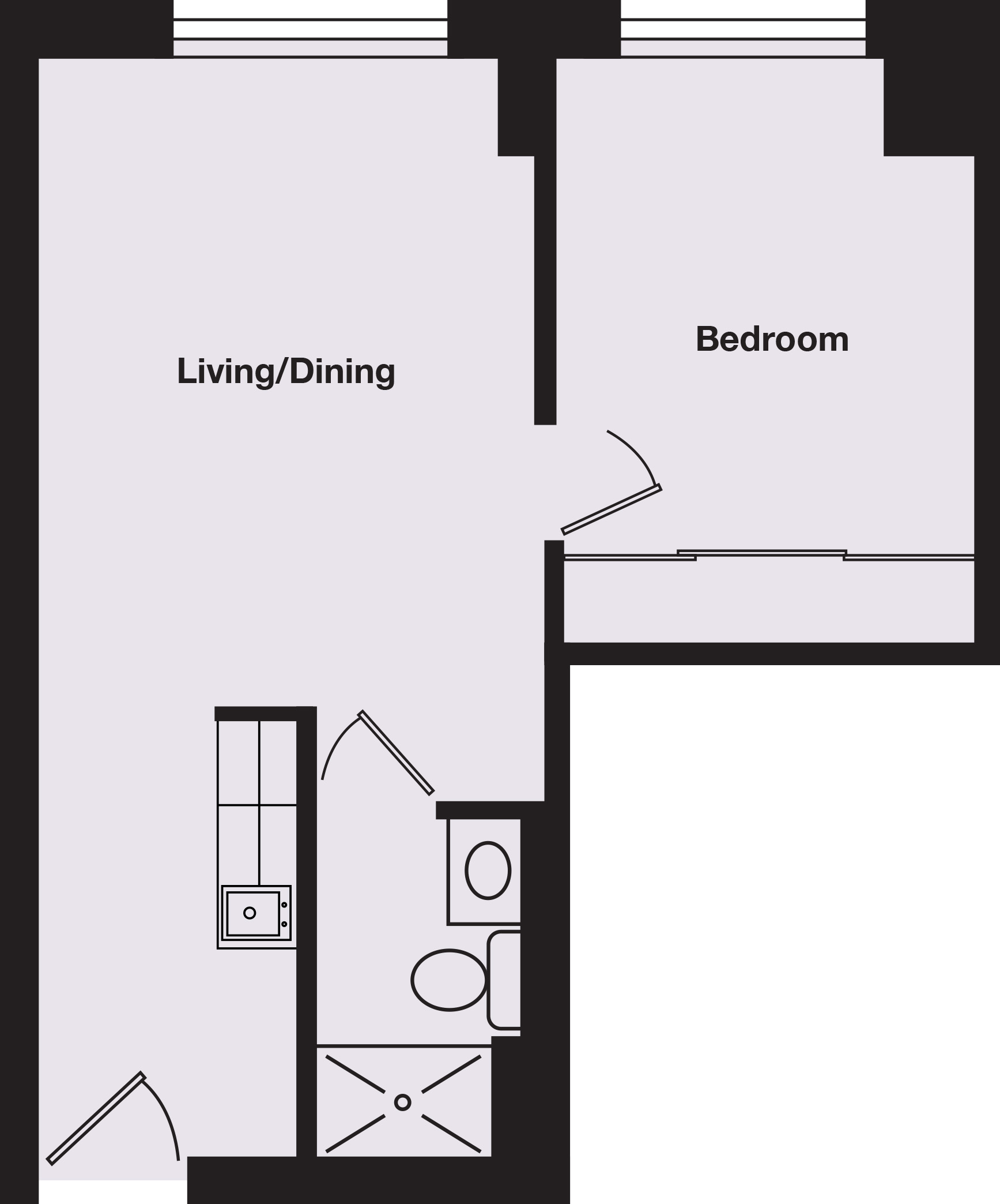 Redrawn-Madison-One Bedroom 480 sq. ft_