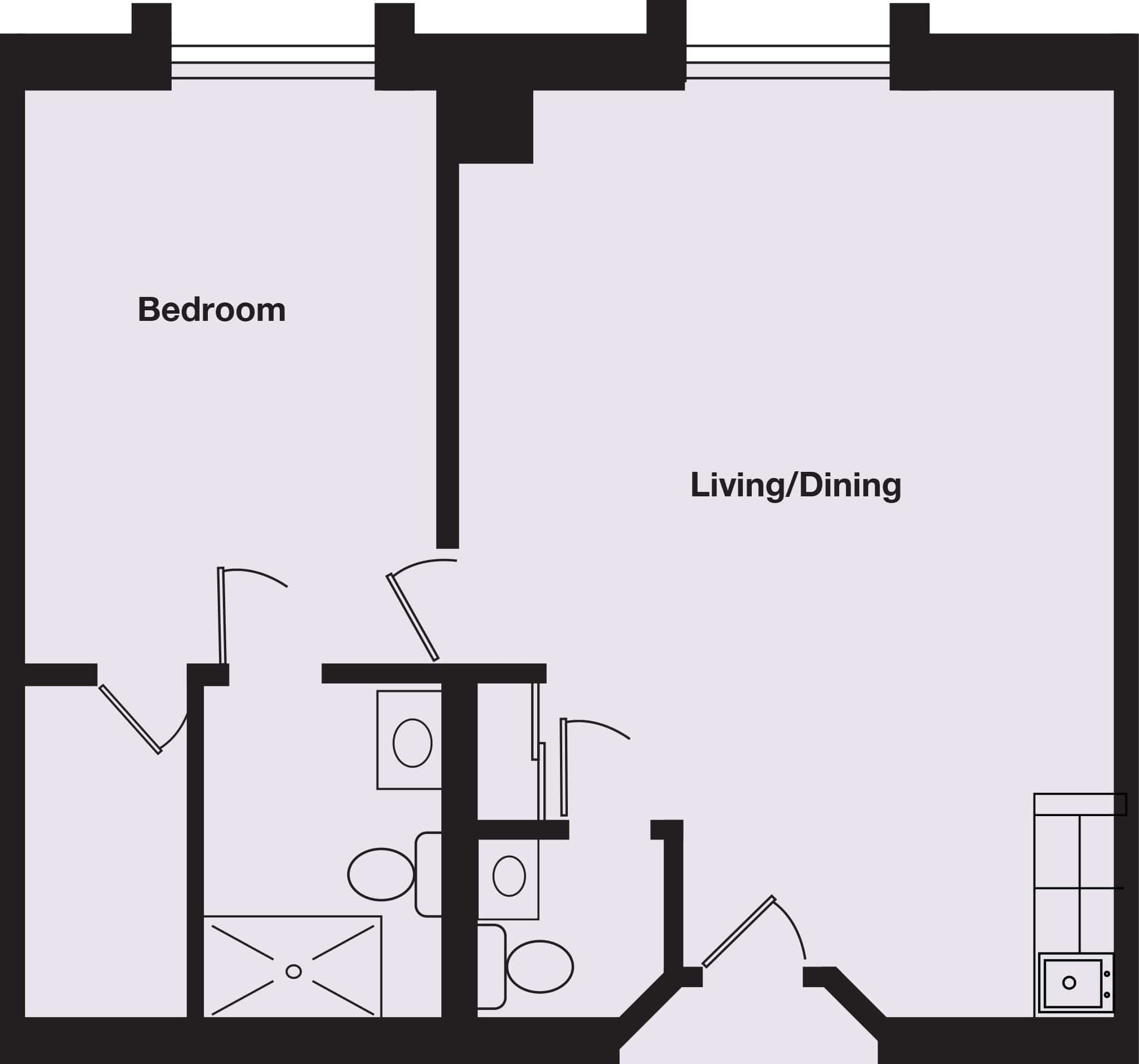 Redrawn-Cambridge - One Bedroom 812 sq. ft_